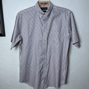 Paul Fredrick Classic Fit Mens Short Sleeve Shirt Size 16 Rainbow Colorful Grid